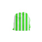 Vertical Stripes - White and Neon Green Drawstring Pouch (XS)