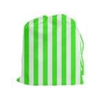 Vertical Stripes - White and Neon Green Drawstring Pouch (XL)