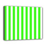Vertical Stripes - White and Neon Green Deluxe Canvas 24  x 20  (Stretched)