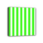 Vertical Stripes - White and Neon Green Mini Canvas 4  x 4  (Stretched)
