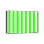 Vertical Stripes - White and Neon Green Mini Canvas 6  x 4  (Stretched)