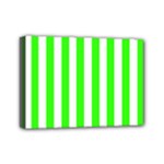 Vertical Stripes - White and Neon Green Mini Canvas 7  x 5  (Stretched)
