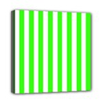 Vertical Stripes - White and Neon Green Mini Canvas 8  x 8  (Stretched)