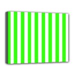 Vertical Stripes - White and Neon Green Canvas 14  x 11  (Stretched)