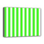 Vertical Stripes - White and Neon Green Canvas 16  x 12  (Stretched)