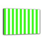 Vertical Stripes - White and Neon Green Canvas 18  x 12  (Stretched)