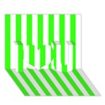 Vertical Stripes - White and Neon Green I Love You 3D Greeting Card (7x5)
