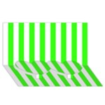 Vertical Stripes - White and Neon Green Twin Heart Bottom 3D Greeting Card (8x4)