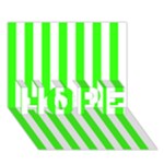 Vertical Stripes - White and Neon Green HOPE 3D Greeting Card (7x5)