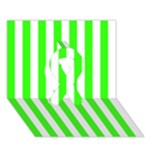 Vertical Stripes - White and Neon Green Ribbon 3D Greeting Card (7x5)