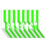 Vertical Stripes - White and Neon Green PARTY 3D Greeting Card (8x4)