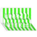Vertical Stripes - White and Neon Green Best Wish 3D Greeting Card (8x4)