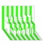 Vertical Stripes - White and Neon Green Miss You 3D Greeting Card (7x5)