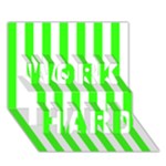Vertical Stripes - White and Neon Green WORK HARD 3D Greeting Card (7x5)