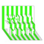 Vertical Stripes - White and Neon Green You Did It 3D Greeting Card (7x5)