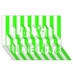 Vertical Stripes - White and Neon Green Laugh Live Love 3D Greeting Card (8x4)