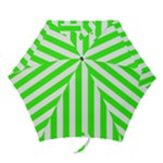 Vertical Stripes - White and Neon Green Mini Umbrella
