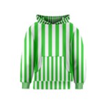Vertical Stripes - White and Lime Green Kid s Pullover Hoodie
