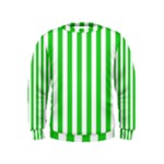Vertical Stripes - White and Lime Green Kid s Sweatshirt