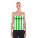 Vertical Stripes - White and Lime Green Spaghetti Strap Top