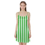 Vertical Stripes - White and Lime Green Satin Night Slip