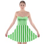 Vertical Stripes - White and Lime Green Strapless Bra Top Dress