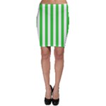Vertical Stripes - White and Lime Green Bodycon Skirt