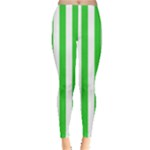 Vertical Stripes - White and Lime Green Women s Leggings