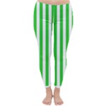 Vertical Stripes - White and Lime Green Winter Leggings