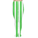 Vertical Stripes - White and Lime Green Women s Tights