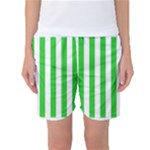 Vertical Stripes - White and Lime Green Women s Basketball Shorts