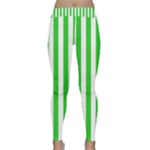 Vertical Stripes - White and Lime Green Yoga Leggings