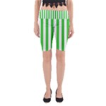 Vertical Stripes - White and Lime Green Yoga Cropped Leggings
