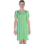 Vertical Stripes - White and Lime Green Short Sleeve Nightdress