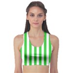 Vertical Stripes - White and Lime Green Women s Sports Bra