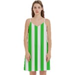Vertical Stripes - White and Lime Green Women s Reversible Sports Bra with Border