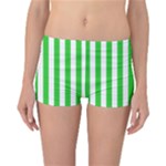 Vertical Stripes - White and Lime Green Reversible Boyleg Bikini Bottoms