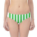 Vertical Stripes - White and Lime Green Hipster Bikini Bottoms