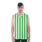 Vertical Stripes - White and Lime Green Men s Basketball Tank Top
