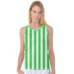 Vertical Stripes - White and Lime Green Women s Basketball Tank Top