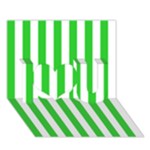Vertical Stripes - White and Lime Green I Love You 3D Greeting Card (7x5)