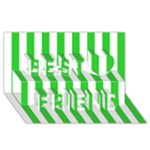 Vertical Stripes - White and Lime Green Best Friends 3D Greeting Card (8x4)