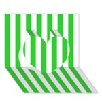 Vertical Stripes - White and Lime Green Heart 3D Greeting Card (7x5)