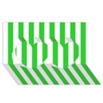 Vertical Stripes - White and Lime Green Twin Hearts 3D Greeting Card (8x4)