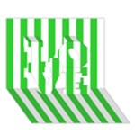 Vertical Stripes - White and Lime Green LOVE 3D Greeting Card (7x5)