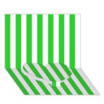 Vertical Stripes - White and Lime Green Heart Bottom 3D Greeting Card (7x5)