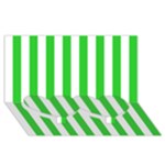 Vertical Stripes - White and Lime Green Twin Heart Bottom 3D Greeting Card (8x4)