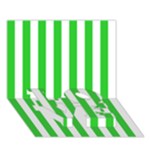 Vertical Stripes - White and Lime Green LOVE Bottom 3D Greeting Card (7x5)