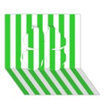 Vertical Stripes - White and Lime Green Clover 3D Greeting Card (7x5)