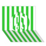Vertical Stripes - White and Lime Green Peace Sign 3D Greeting Card (7x5)